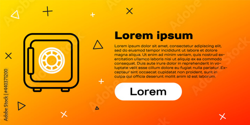 Line Safe icon isolated on yellow background. The door safe a bank vault with a combination lock. Reliable Data Protection. Colorful outline concept. Vector Illustration