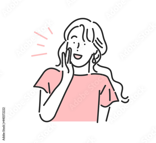 笑顔で呼びかける女性のイラスト素材