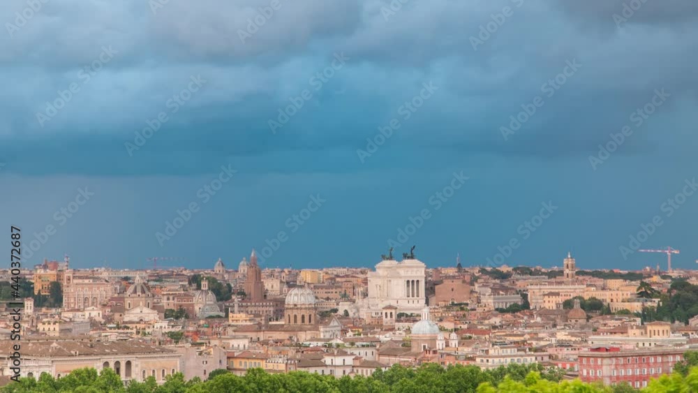 Panoramic view of historic center timelapse of Rome, Italy Panoramic view of historic center timelapse of Rome, Italy