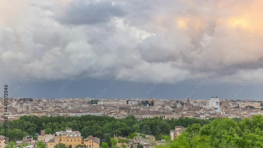 Panoramic view of historic center timelapse of Rome, Italy Panoramic view of historic center timelapse of Rome, Italy