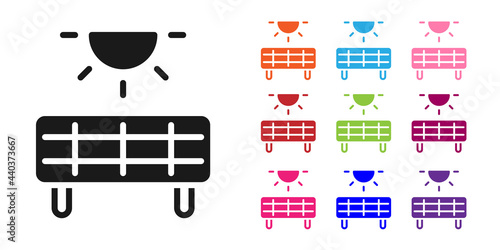 Black Solar energy panel icon isolated on white background. Set icons colorful. Vector