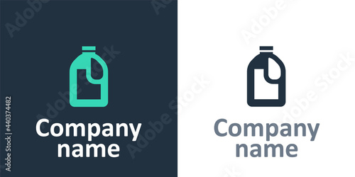 Logotype Plastic bottle for laundry detergent, bleach, dishwashing liquid or another cleaning agent icon isolated on white background. Logo design template element. Vector