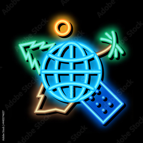 human geography science neon light sign vector. Glowing bright icon human geography science sign. transparent symbol illustration