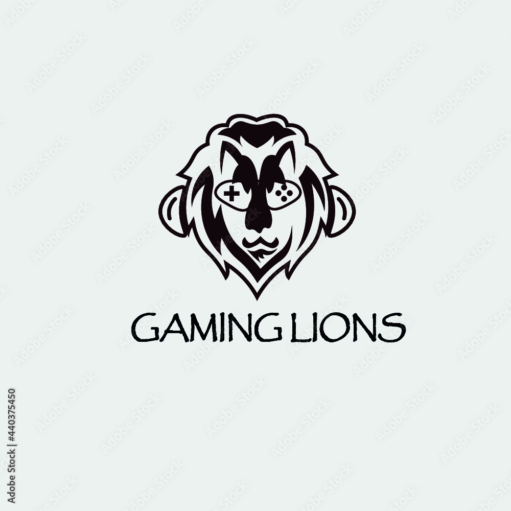 
Graphic illustration or logo themed lion playing games can be used as a design for clothes or a games company 