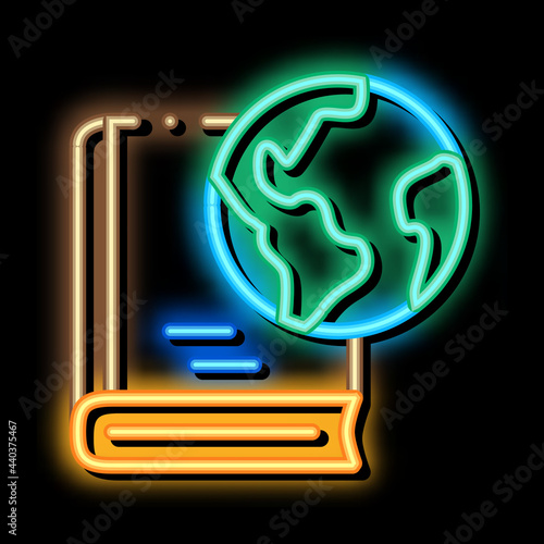 history of geography science neon light sign vector. Glowing bright icon history of geography science sign. transparent symbol illustration