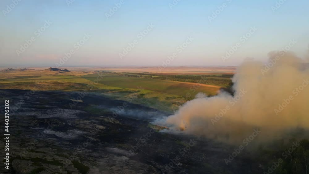 Epic aerial view of smoking wild fire Epic aerial view of smoking wild fire