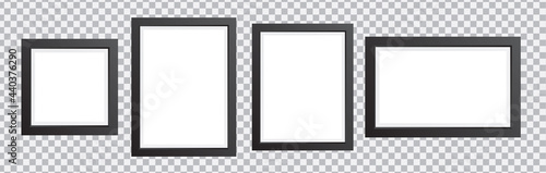 3d Photo frame. Picture frames set on transparent background