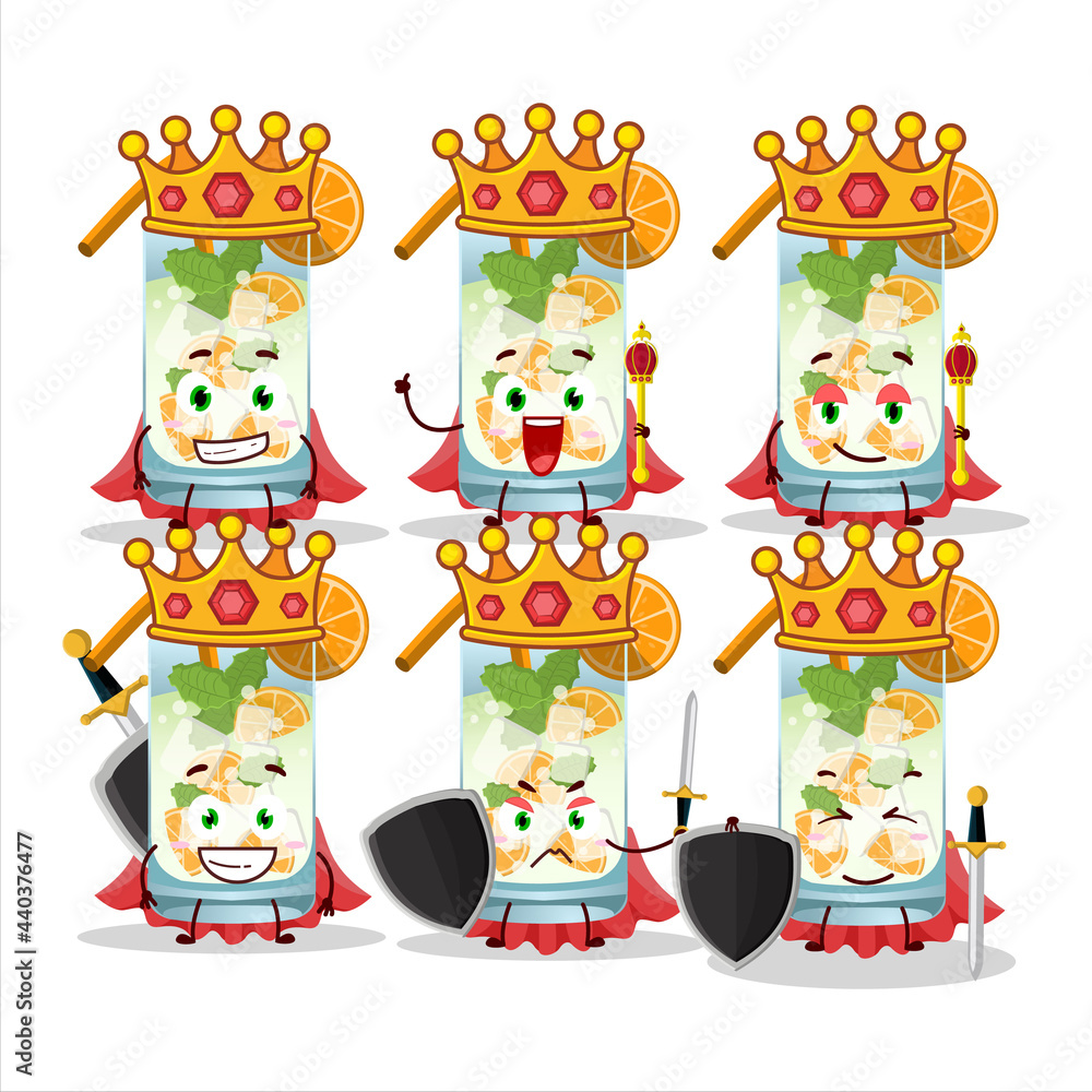 Fototapeta premium A Charismatic King orange mojito cartoon character wearing a gold crown