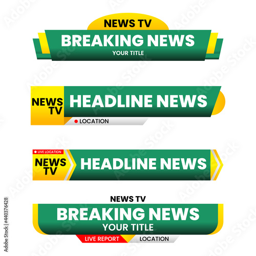 Lower third news vector set for broadcasting and media online