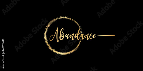 set Vector calligraphy phrase Abundances text isolated circle in gold color with black background. Can be use for religious greeting card, banner, poster, brochure or typography logo design
