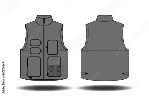Sleeveless Hiking Vest design template sketch	 photo