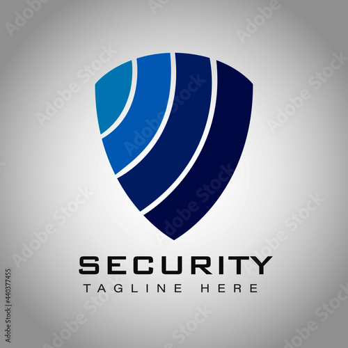 Blue shield vector logo design for security and protection company