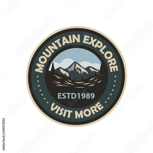 Badge national park emblem mountain patch logo illustration vector