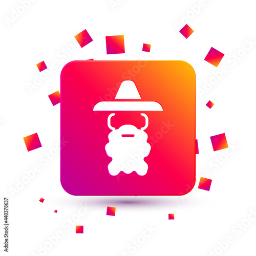White Wizard warlock icon isolated on white background. Square color button. Vector