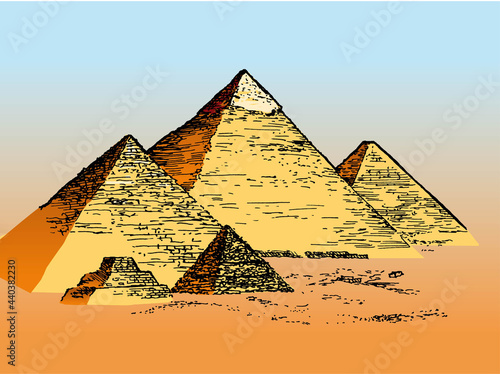 Vector famous monuments of architecture from around the world. Egypt color)