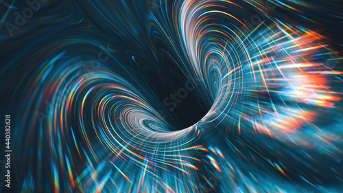 Spacetime Scifi Digital Arts concept distortion warp on space bended curved as hole 3d render