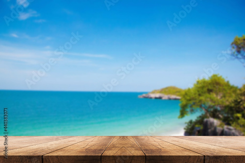 3D rendering, wooden top table on isolate blurred and light background