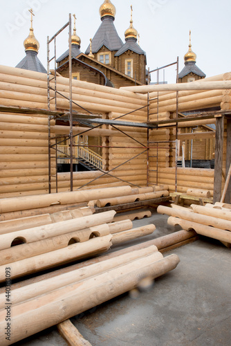 Construction of wooden house, interior