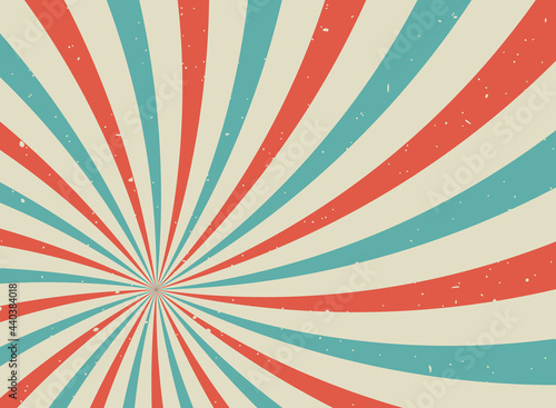 Sunlight retro horizontal background. blue and red color burst background.