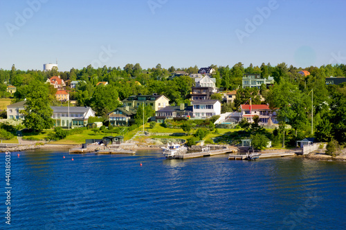 Photography view of the river in the city of stockholm , Sweden