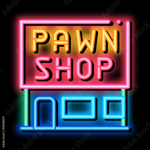 appearance of pawnshop neon light sign vector. Glowing bright icon appearance of pawnshop sign. transparent symbol illustration