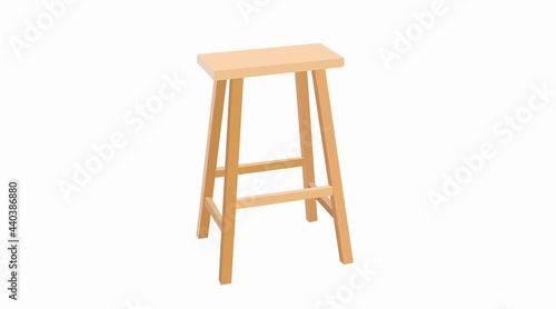 Vector Isolated Illustration of a Bar of Kitchen Wooden Stool