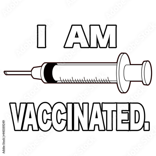 ワクチン接種済みのイラスト COVID-19 vaccine mRNA 英語文字付き