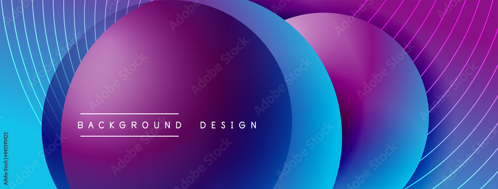 Gradient circles with shadows. Vector techno abstract background. Modern overlapping forms wallpaper background, design template