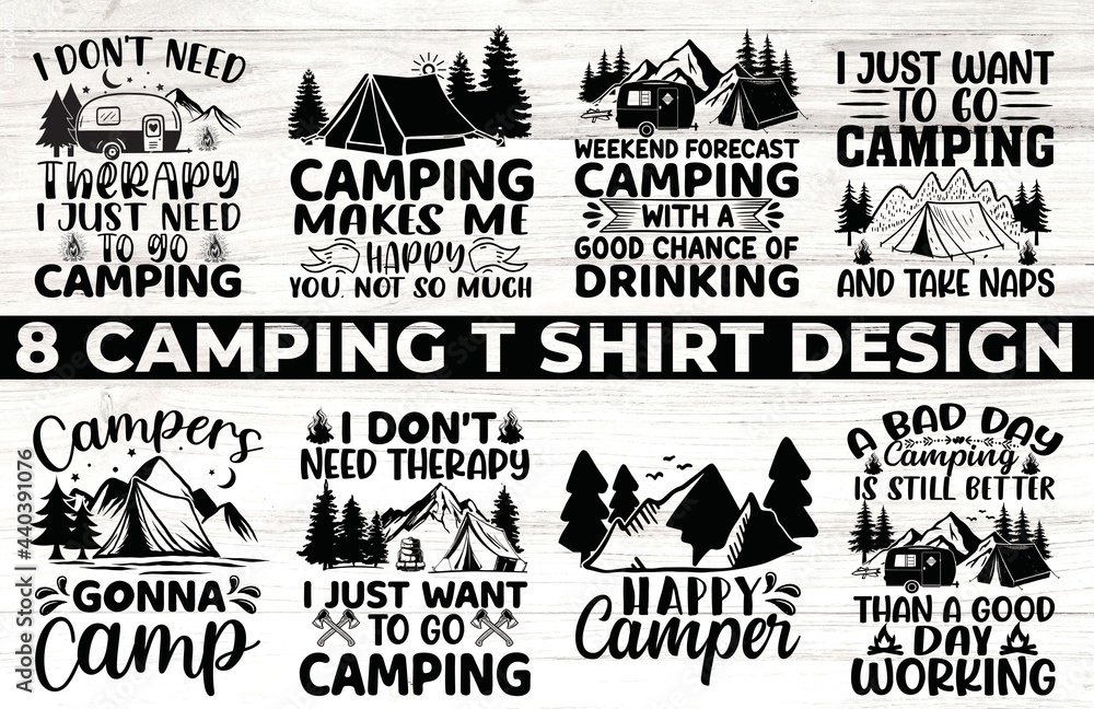 camping bundle t shirt design  - obrazy, fototapety, plakaty 