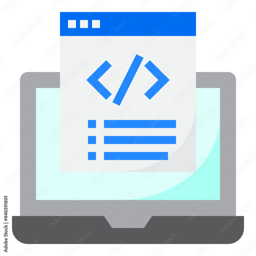 Computer programing flat style icon Computer programing flat style icon