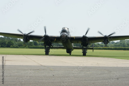 Lancaster bomber on British airfield, RAF Station Lincolnshire  photo