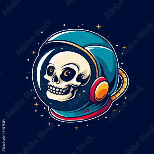 Skull head in astronaut helmet
