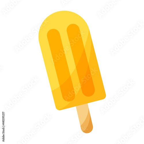 Popsicle on a stick on white background.