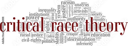 Critical Race Theory vector illustration word cloud isolated on a white background.