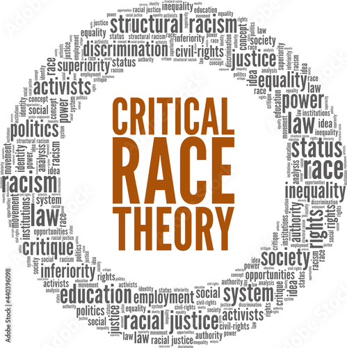 Critical Race Theory vector illustration word cloud isolated on a white background.