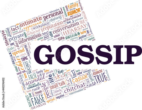 Gossip vector illustration word cloud isolated on a white background.