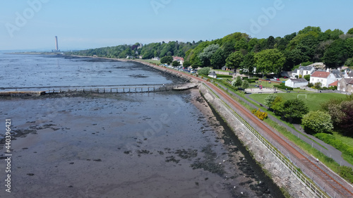 Scotland, Culross village. Culross pier and beach. Culross Pier historic site in Scotland