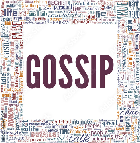 Gossip vector illustration word cloud isolated on a white background.