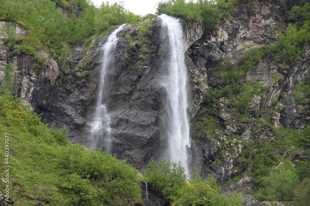 beautiful waterfall in the mountains