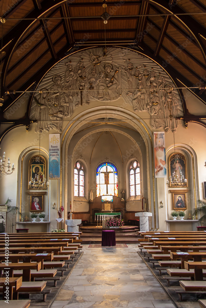 Fototapeta premium Kalety, Poland May 13, 2021: Interior of the parish church of St. Joseph in Kalety Jedrysek in the Diocese of Gliwice.