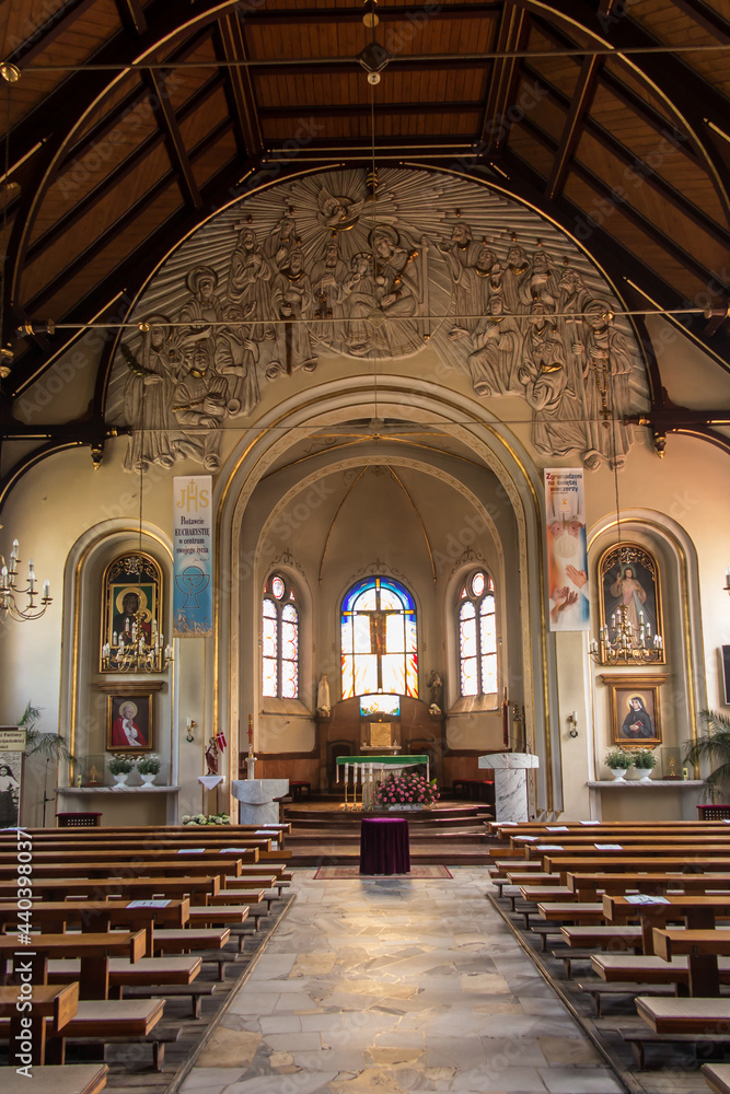 Kalety, Poland May 13, 2021: Interior of the parish church of St. Joseph in Kalety Jedrysek in the Diocese of Gliwice.
