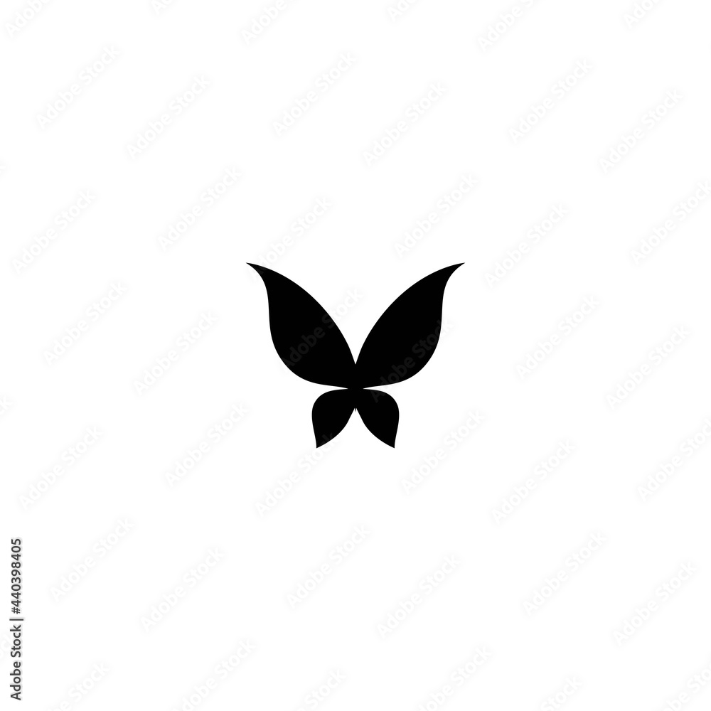 black butterfly silhouette. Flat icon isolated on white. Summer sign