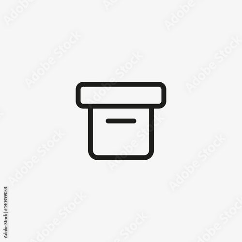 Office cardboard box vector icon. Archive storage box in line style for web and mobile apps.