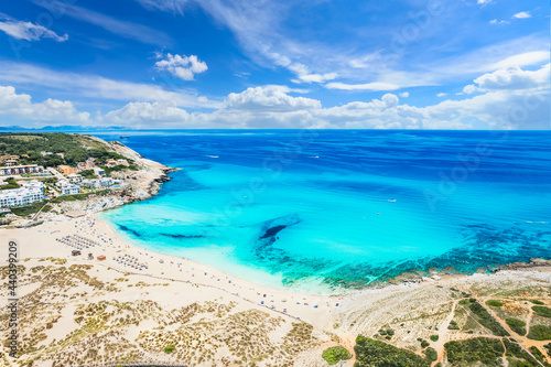 Fototapeta Naklejka Na Ścianę i Meble -  Aerial view of Cala Mesquida beach in Mallorca Islands, Spain