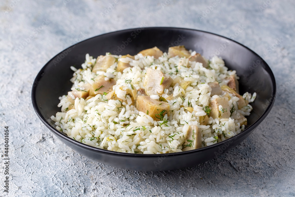 Traditional delicious Turkish foods; Artichoke rice (Turkish name; Enginarli pirinc pilavi) Traditional delicious Turkish foods; Artichoke rice (Turkish name; Enginarli pirinc pilavi)