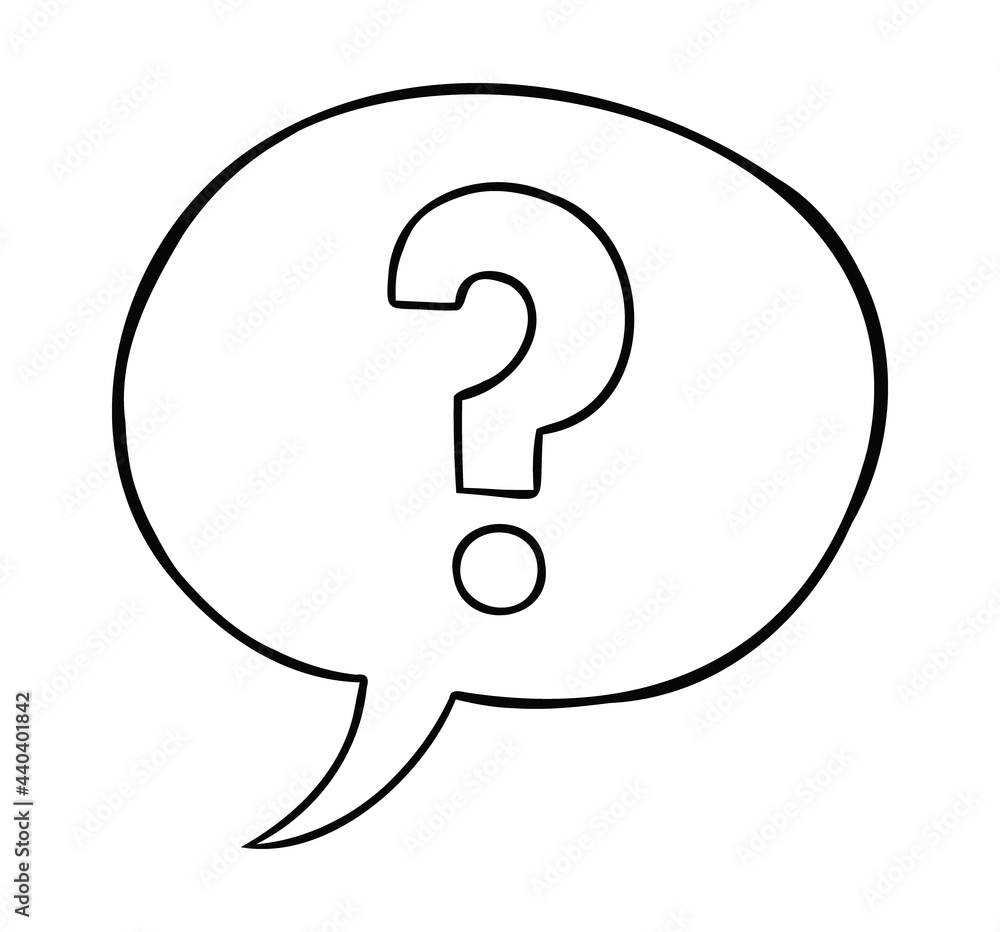 Cartoon vector illustration of speech bubble with question mark Cartoon vector illustration of speech bubble with question mark
