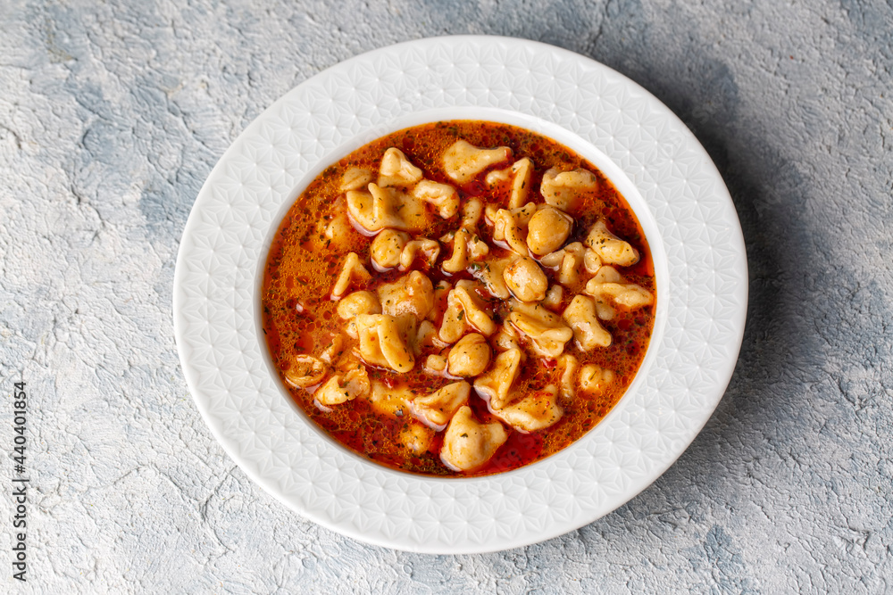 Traditional delicious Turkish food; ring soup (Turkish name; Yuksuk corbasi or yuzuk corbasi) Traditional delicious Turkish food; ring soup (Turkish name; Yuksuk corbasi or yuzuk corbasi)