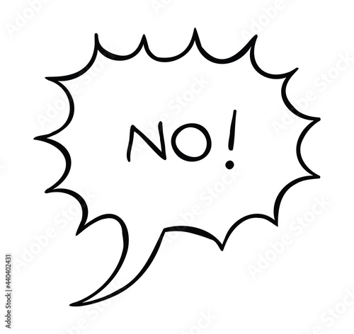 Cartoon vector illustration of exclamation bubble and no