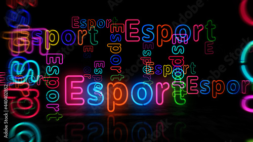Esport neon light 3d illustration
