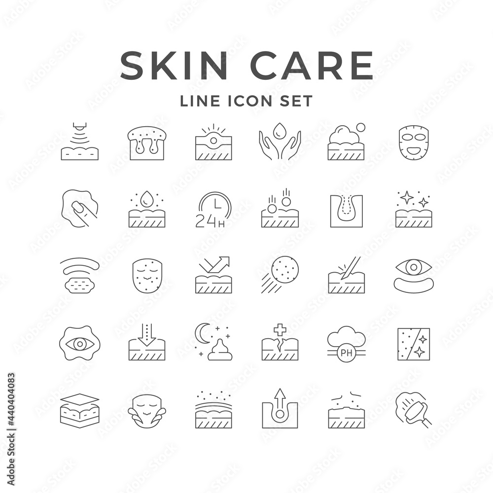 Fototapeta Set line icons of skin care